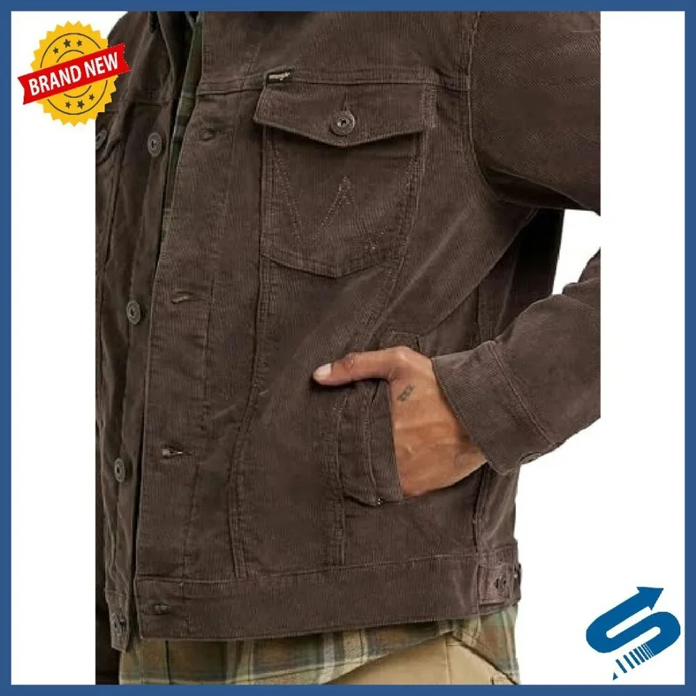 Men's Corduroy Trucker Jacket Regular Fit 100% Cotton 4-Pocket Styling - Picture 6 of 7